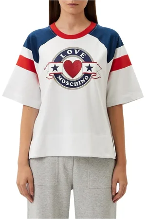 Moschino Koszulki, Kobieta, Biały, XS, Koszulka z nadrukiem logo