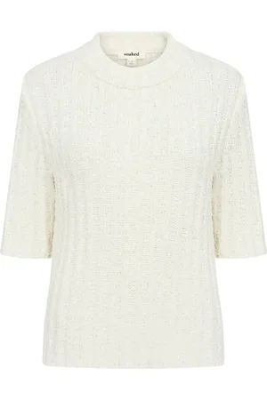 Soaked in Luxury Swetry, Kobieta, Biały, XS, Biały Sweter Pullover Slalika Styl