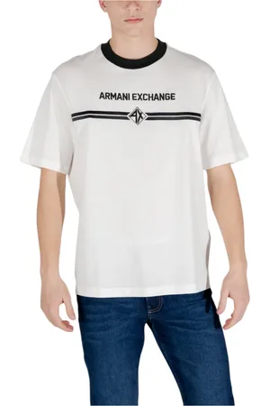 Armani Exchange Koszulki, Mężczyzna, Beżowy, M, Beżowy T-shirt z nadrukiem z bawełny