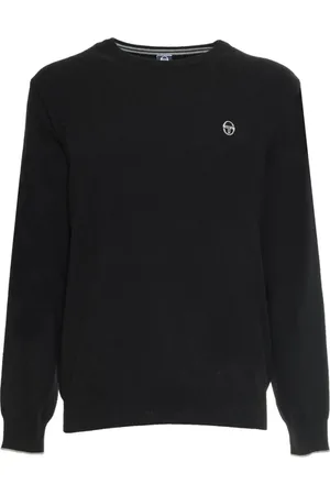 Sergio Tacchini Swetry, Mężczyzna, Czarny, XL, Kaszmir, Solidny sweter z kaszmiru i wełny z okrągłym dekoltem i logo