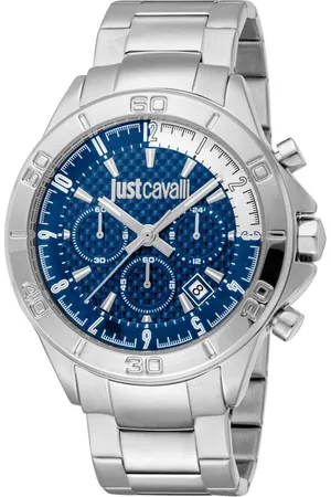 Roberto Cavalli Akcesoria, Mężczyzna, Szary, ONE SIZE, Niebieski Chronograf Ze Stali Nierdzewnej Zegarek