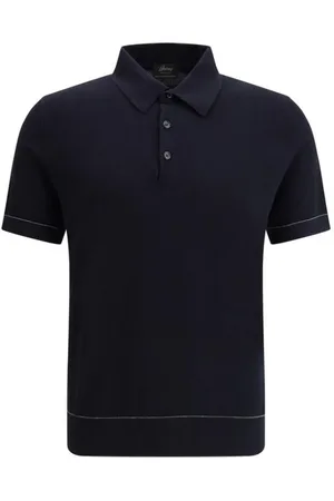 BRIONI Koszulki, Mężczyzna, Czarny, M, Slim Fit Sweter Polo Krótkie Rękawy
