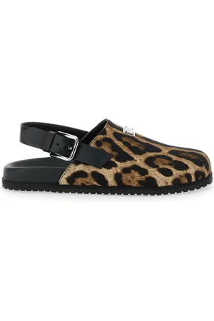 Dolce & Gabbana Buty, Mężczyzna, brązowy, 40 EU, Brązowe Sandały z Motywem Leoparda i Logo