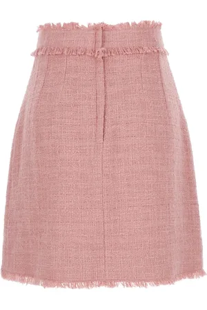 Dolce & Gabbana Spódnice, Kobieta, Różowy, M, Tweed, Różowa Spódnica Tweed z Logoed Guziki
