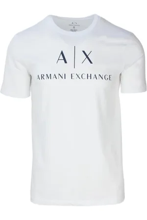 Armani Exchange Koszulki, Mężczyzna, Biały, XL, Biała Koszulka z Logo i Nadrukiem na Krótki Rękaw