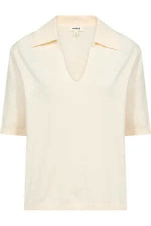 Soaked in Luxury Swetry, Kobieta, Biały, S, Biała Polo Pullover Whisper Krótki Rękaw