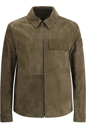 Belstaff Kurtki, Mężczyzna, brązowy, M, Zamsz, Klasyczna kurtka zamszowa z zapięciem na suwak