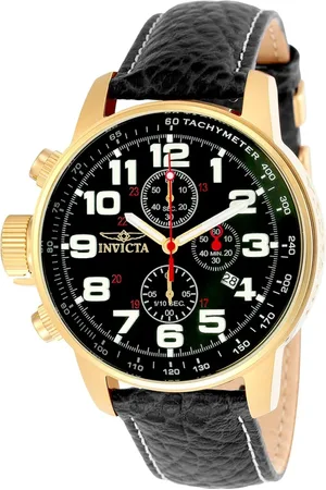 Invicta Akcesoria, Mężczyzna, Czarny, ONE SIZE, Czarny Skórzany Chronograf Zegarek