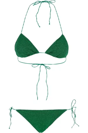 Oseree Stroje kąpielowe, Kobieta, Zielony, S, Zielony Bikini z Trójkątnym Topem