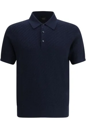 BRIONI Koszulki, Mężczyzna, Niebieski, S, Sweter Polo Krótki Rękaw
