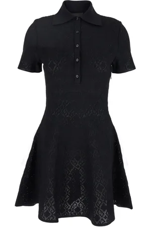 Givenchy Sukienki, Kobieta, Czarny, XS, Poliester, Czarna Sukienka w Stylu Polo z Logo