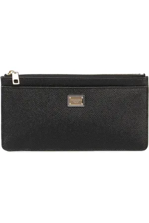 Dolce & Gabbana Akcesoria, Kobieta, Czarny, ONE SIZE, Portfel z pozłacanym logo