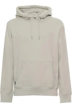 Superdry Bluzy, Mężczyzna, Szary, XL, Solidna Bluza z Logo Kieszenią