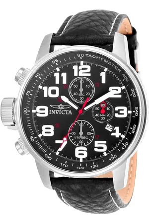Invicta Akcesoria, Mężczyzna, Czarny, ONE SIZE, Stylowy Chronograf Zegarek Skórzany Pasek