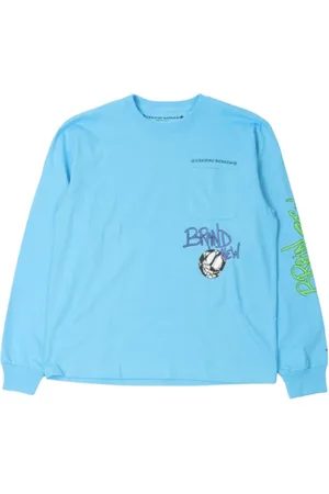CHROME HEARTS Koszulki, Mężczyzna, Niebieski, L, Stylowy Longsleeve Brain Design