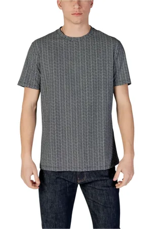 Armani Exchange Koszulki, Mężczyzna, Czarny, 2XL, Koszulka z Geometrycznym Wzorem Bawełniana