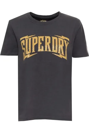 Superdry Koszulki, Kobieta, Czarny, M, T-shirt z dwukolorowym logo na krótki rękaw