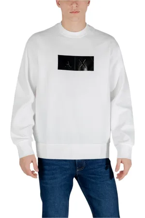 Armani Exchange Bluzy, Mężczyzna, Biały, S, Biały Bluza z Nadrukiem i Długimi Rękawami