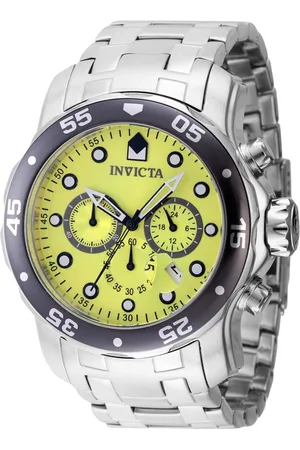 Invicta Akcesoria, Mężczyzna, Szary, ONE SIZE, Żółta tarcza chronograf z wieloma funkcjami