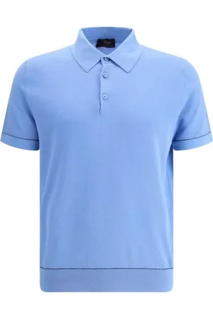 BRIONI Koszulki, Mężczyzna, Niebieski, S, Slim Fit Sweter Polo