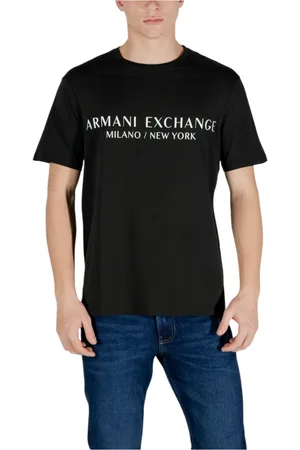 Armani Exchange Koszulki, Mężczyzna, Czarny, 2XL, Czarna Bawełniana Koszulka, Krótki Rękaw