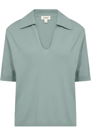 Soaked in Luxury Swetry, Kobieta, Niebieski, L, Niebieski Sweter Polo Z Dzianiny