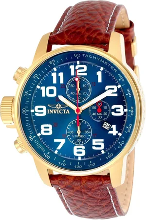 Invicta Akcesoria, Mężczyzna, brązowy, ONE SIZE, Luksusowy Chronograf Zegarek Skórzany Pasek