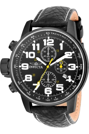 Invicta Akcesoria, Mężczyzna, Czarny, ONE SIZE, Czarny Skórzany Chronograf Zegarek