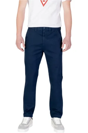 Tommy Hilfiger Spodnie, Mężczyzna, Niebieski, W31 L32, Niebieskie Proste Spodnie z Zamkiem dla Mężczyzn