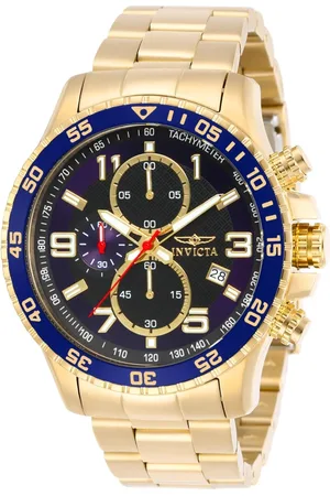 Invicta Akcesoria, Mężczyzna, Żółty, ONE SIZE, Złoty Zegarek Chronograf z Multifunkcją