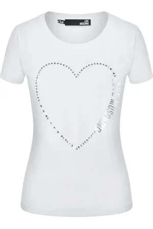 Moschino Koszulki, Kobieta, Biały, 2XL, T-shirt z logo i okrągłym dekoltem dla kobiet