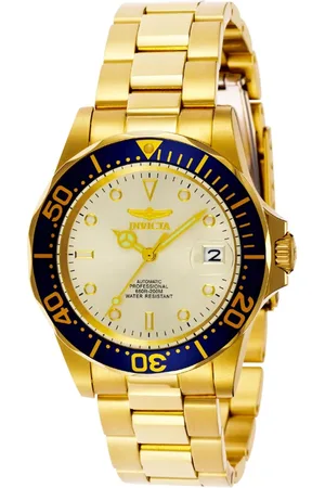 Invicta Akcesoria, Mężczyzna, Żółty, ONE SIZE, Złoty Pro Diver Automatyczny Zegarek