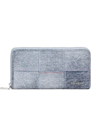 Desigual Akcesoria, Kobieta, Niebieski, ONE SIZE, Niebieska Portmonetka z Nadrukiem dla Kobiet