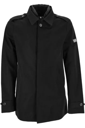 YES ZEE BY ESSENZA Płaszcze, Mężczyzna, Czarny, S, Nylon, Uniwersalny Czarny Trenchcoat