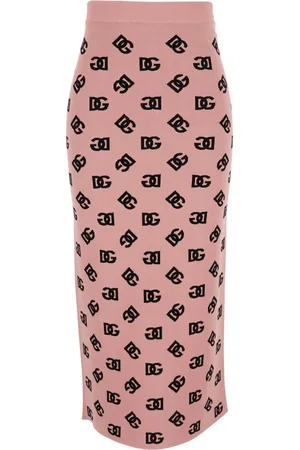 Dolce & Gabbana Spódnice, Kobieta, Różowy, XS, Różowa spódnica ołówkowa z nadrukiem logo