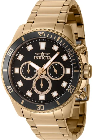 Invicta Akcesoria, Mężczyzna, Żółty, ONE SIZE, Złoty Chronograf Ze Stali Nierdzewnej Zegarek