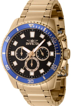 Invicta Akcesoria, Mężczyzna, Żółty, ONE SIZE, Złoty Chronograf Ze Stali Nierdzewnej Zegarek Analogowy