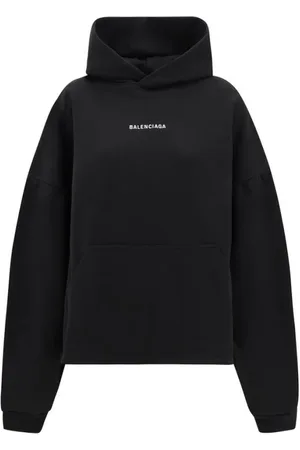 Balenciaga Bluzy, Kobieta, Czarny, M, Len, Streetwear Hoodie z ikonicznym logo