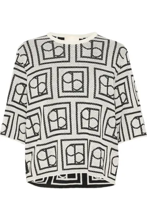 Soaked in Luxury Swetry, Kobieta, Biały, XS, Sweter Monogram Biały Czarny