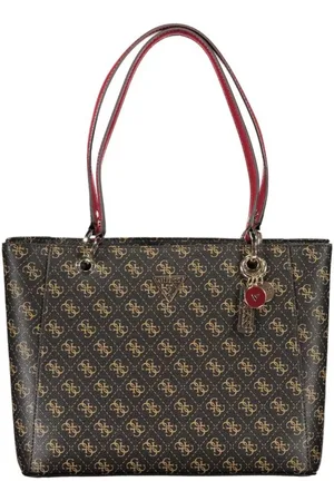 Guess Torebki, Kobieta, brązowy, ONE SIZE, Len, Brązowo-Czerwona Torba Tote Noelle Stylowa