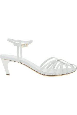 SEMICOUTURE Buty, Kobieta, Biały, 40 EU, Białe obcasy sandały w klatce z skóry