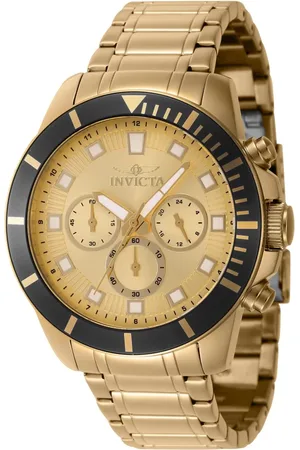 Invicta Akcesoria, Mężczyzna, Żółty, ONE SIZE, Złoty chronograf zegarek analogowy