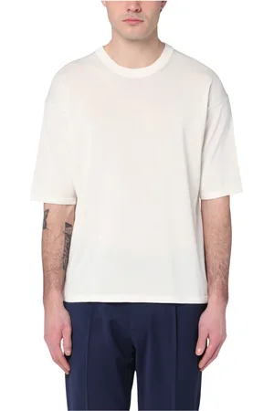 Roberto Collina Koszulki, Mężczyzna, Beżowy, L, T-shirt z krótkim rękawem i okrągłym dekoltem