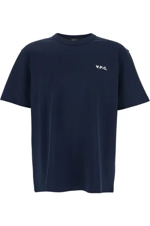 A.P.C. Koszulki, Mężczyzna, Niebieski, M, Niebieski T-shirt z Logo Haftowane