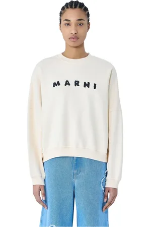 Marni Bluzy, Kobieta, Beżowy, 2XS, Bluza z nadrukiem na przodzie