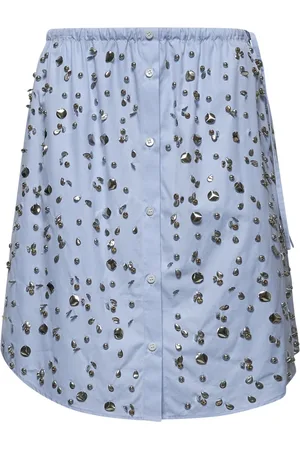 DRIES VAN NOTEN Spódnice, Kobieta, Niebieski, L, Niebieska Koszula z Ozdobami