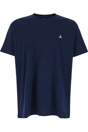 Vivienne Westwood Koszulki, Kobieta, Niebieski, L, Niebieski T-shirt z okrągłym dekoltem i detalami Orb