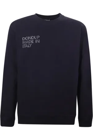 Dondup Bluzy, Mężczyzna, Niebieski, L, Niebieski Bluza z Okrągłym Dekoltem i Nadrukiem