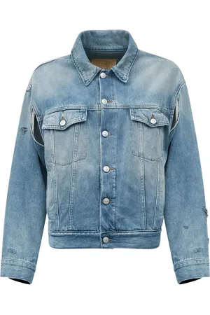Maison Margiela Kurtki, Kobieta, Niebieski, L, Denim, Stylowa kurtka Kaban