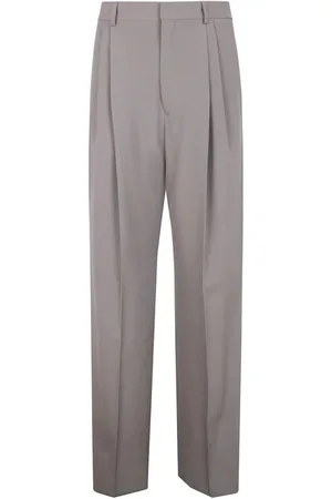 DRIES VAN NOTEN Spodnie, Mężczyzna, Szary, M, Nowoczesne Spodnie Wide Leg